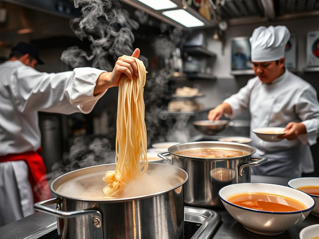 Fresh made-to-order Lanzhou beef noodles being prepared near me