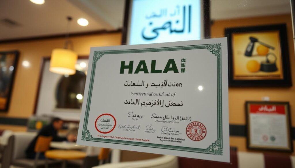 Halal certification displayed at Lanzhou beef noodle restaurant near me