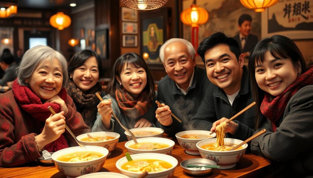 Happy customers enjoying authentic Lanzhou beef noodles near me