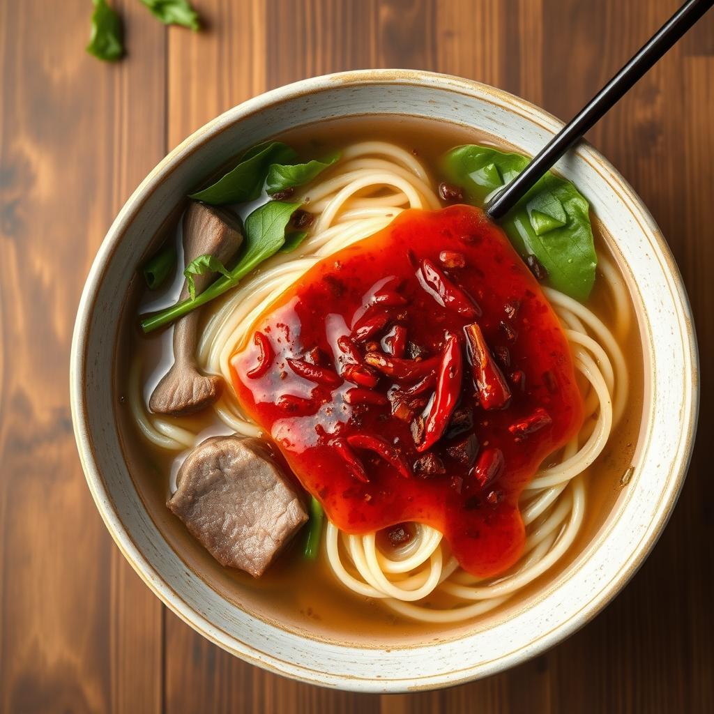 Spicy Lanzhou beef noodles variation with chili oil near me