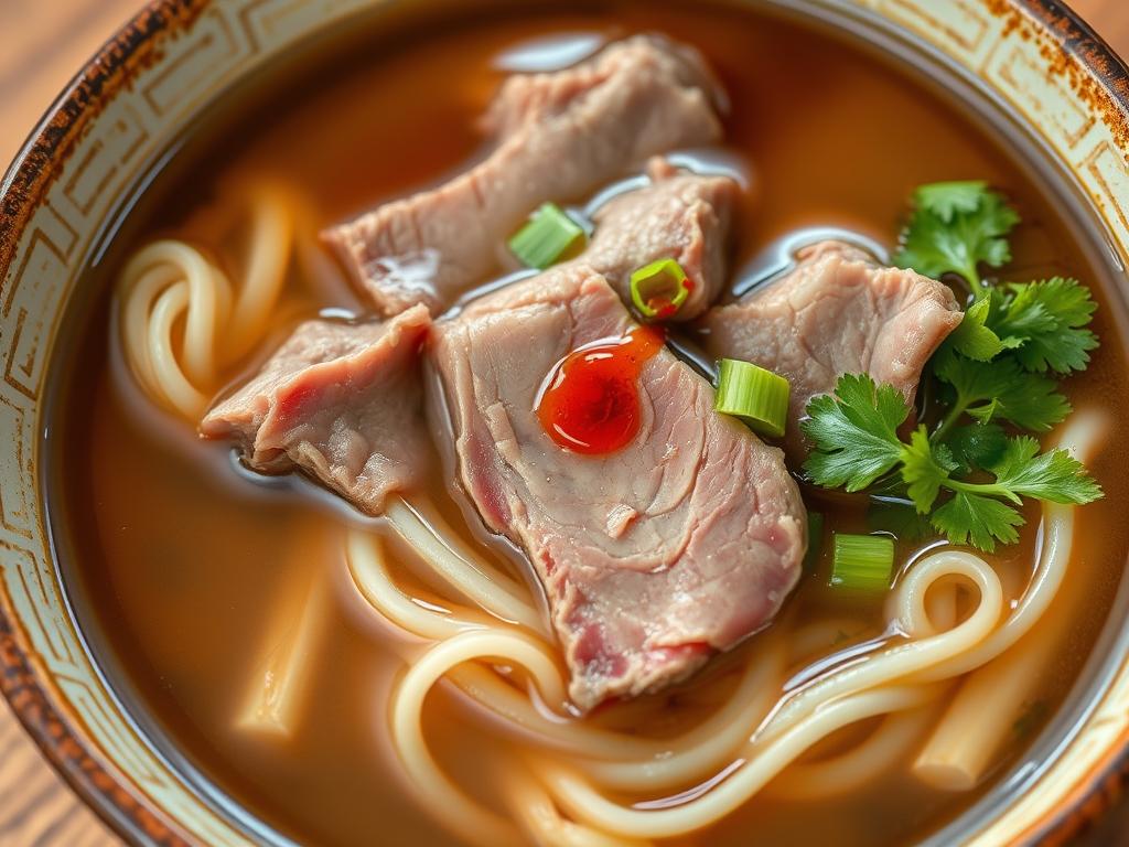 Traditional Lanzhou beef noodles with clear broth and tender beef near me