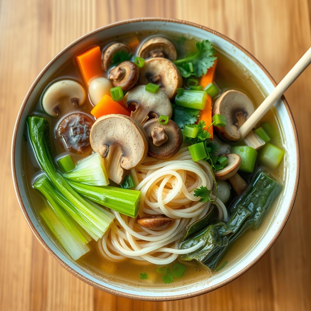 Vegetarian noodle option with mushrooms at Chinese restaurant near me